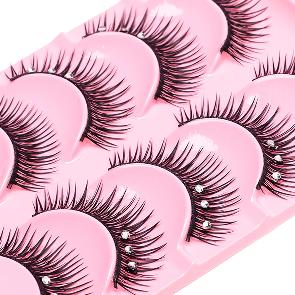 5 Pairs Makeup Diamond False Eyelashes Set Show Catwalk Party Shinny Eye Lashes Handmade Eyelash Shinning Cosmetics — image 2