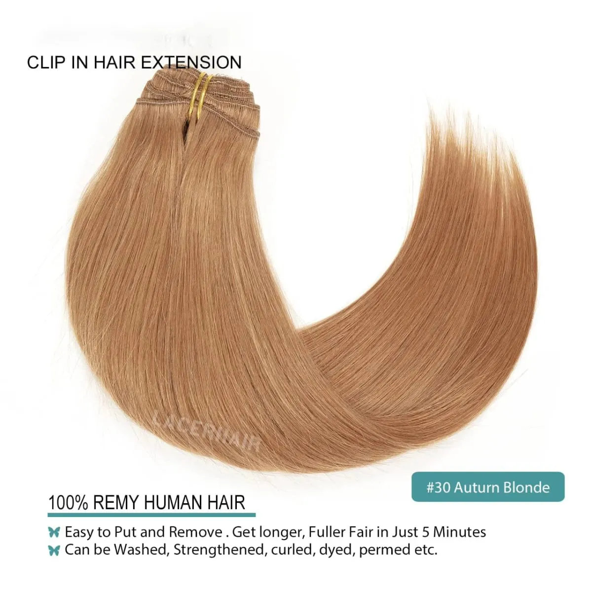 8Pcs/set with 18 Clips on The Whole Head Straight Hair Clip In Extensions Real Human Hair In 30# Hair For Women — image 6