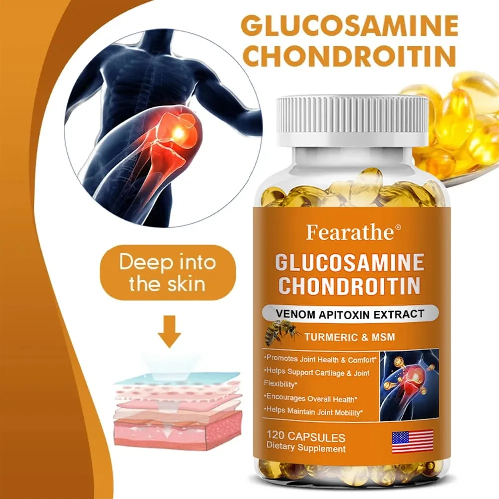 Glucosamine Chondroitin Bee Venom Turmeric at MSM - Bones Joint Antioxidant Digestive Support Non-GMO — image 1