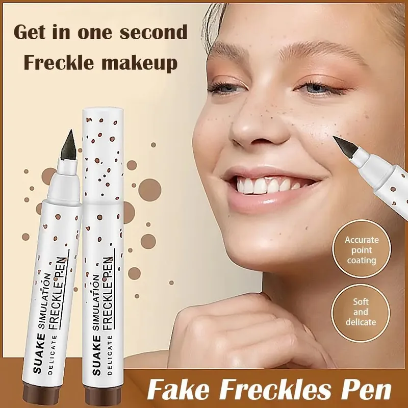 Natural Simulation Freckle Stamp Pen Lifelike Fake Freckles Pen for Lasting Look Dot Spot Pen Makeup for Women Makep Light/Dark