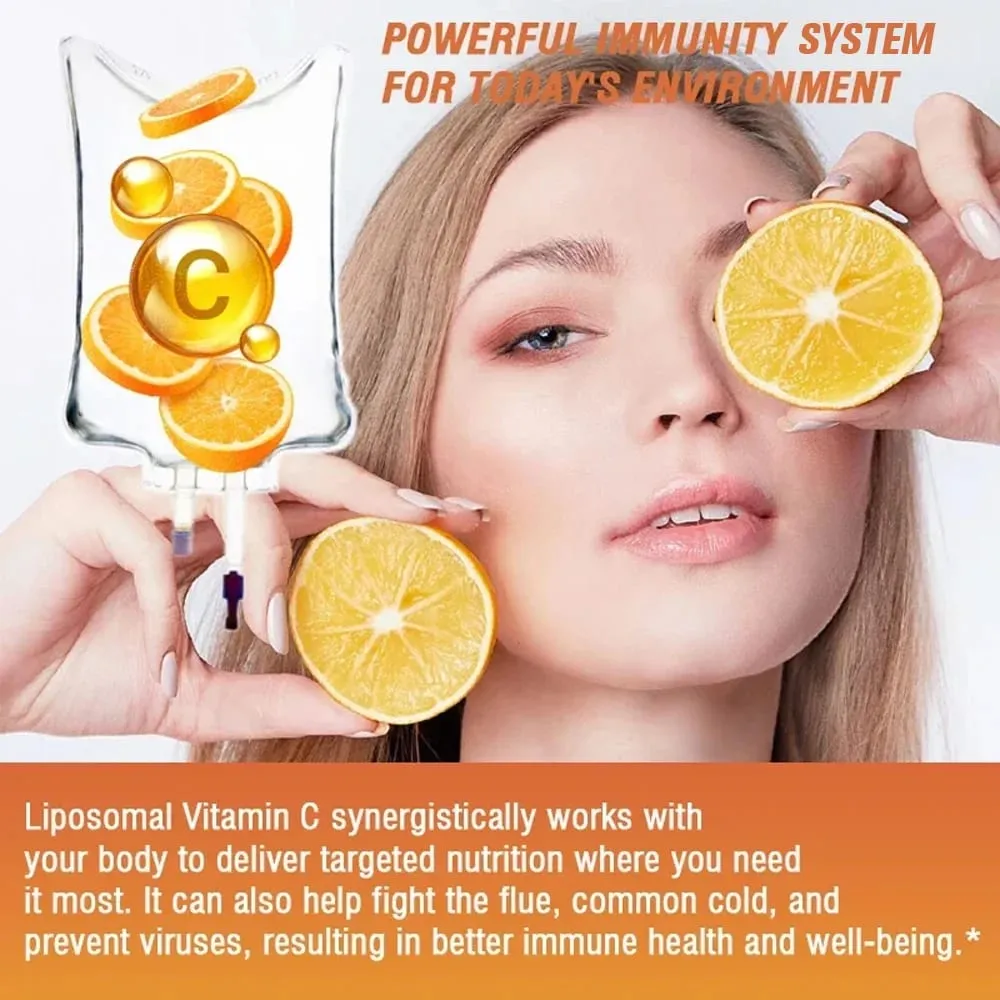 Vitamin C Liposomal tự nhiên - Hệ thống miễn dịch & Tăng cường Collagen Hấp thụ cao Vitamin cho da Ăn chay thuần chay không biến đổi gen