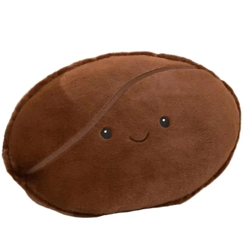 U13F Coffee Bean Plush Doll Soft Short Plush Pillow with PP Cotton Filled Decorative Throw Pillow for Bedroom Couch Desk