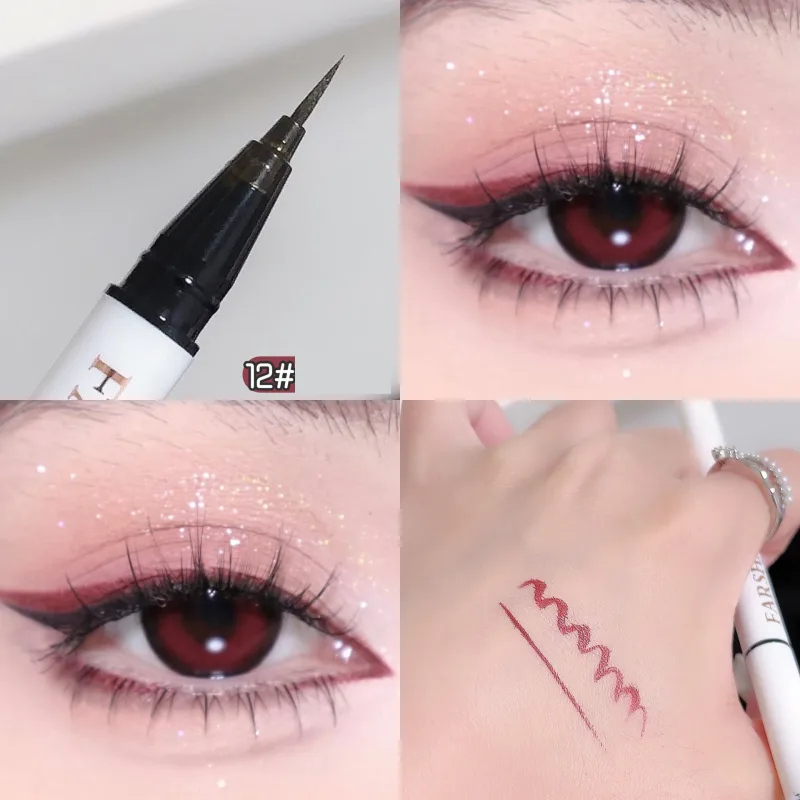 Αδιάβροχο στυλό ματιών 12 χρωμάτων Ultra-fine Tip Liquid eyeliner μακράς διαρκείας Eye Liner Quick-Dry Πολύχρωμο μακιγιάζ για Cosplay