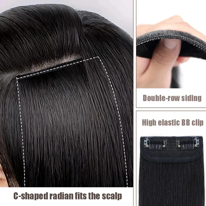LM Synthetic Invisable Seamless Hair Pads Clip In 2Clips Increase Hair Volume Hair Extensions Top Side Cover Hairpiece