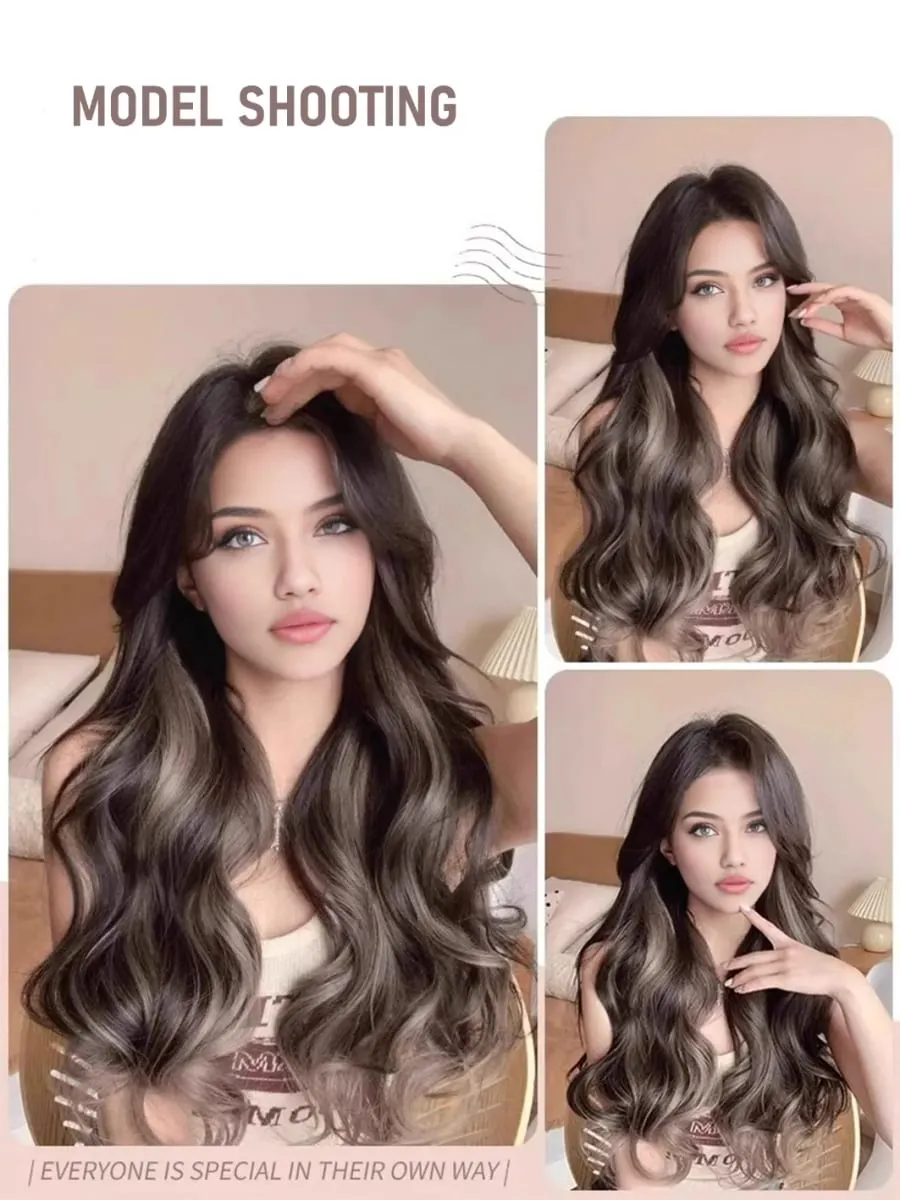 Synthetic 5 Clip 50cm Colored Hair Extensions Water Wave Wig Pink Wig Gray Wig Clip on Hair Extensions Christmas