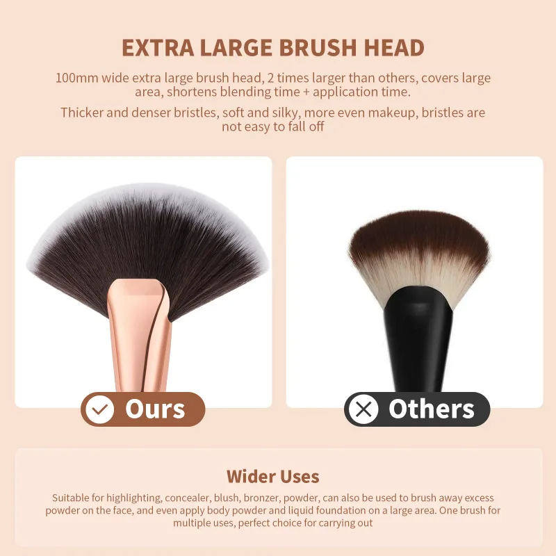 Docolor 1Pcs Soft Large Fan Makeup Brush Foundation Blusher Powder Highlighter Powder Brushes Cosmetic Professional Women Face — image 5