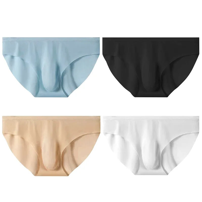 Slips d'été en soie glacée pour hommes, 4 pièces, transparents, sans couture, Sexy, séchage rapide, sous-vêtements respirants, culottes Ultra-fines — image 17
