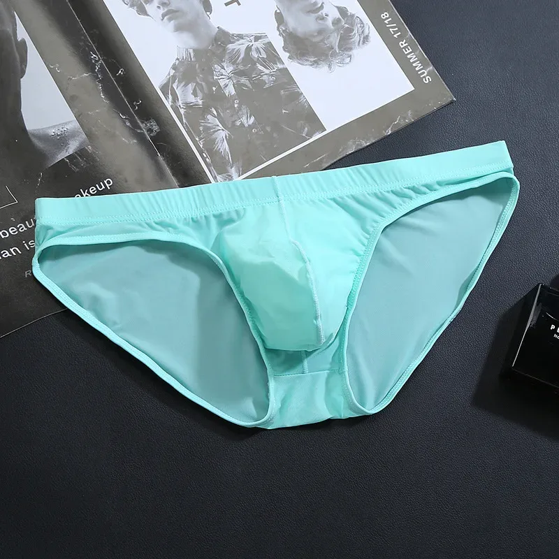 Seamless Ice Silk Briefs Men Big U Pouch Sexy Ice Silk Bikini Underwear Plus Size Low Rise Solid Color Male Panties — image 27