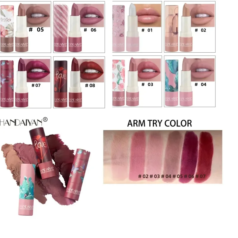 8 Colors Velvet Finish Lipstick Waterproof Long Lasting Moisturizing Non Stick Cup Nude Pink Red Lip Makeup Cosmetics — image 4