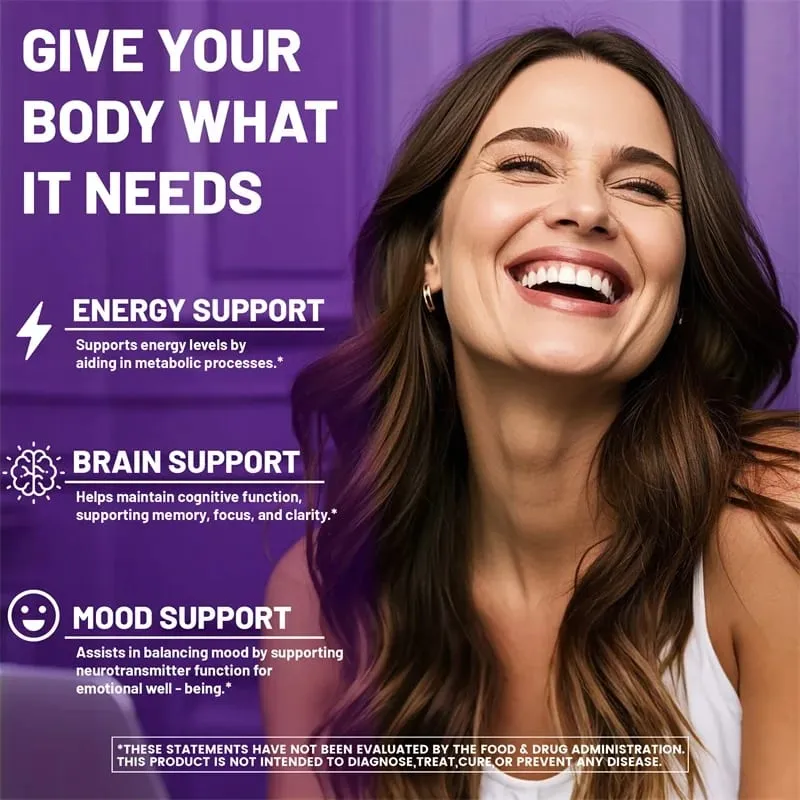 5-MTHF Methylfolate Supplement - Energy Brain and Mood Support Enhances Memory Focus and Clarity Boosts Cognitive Function