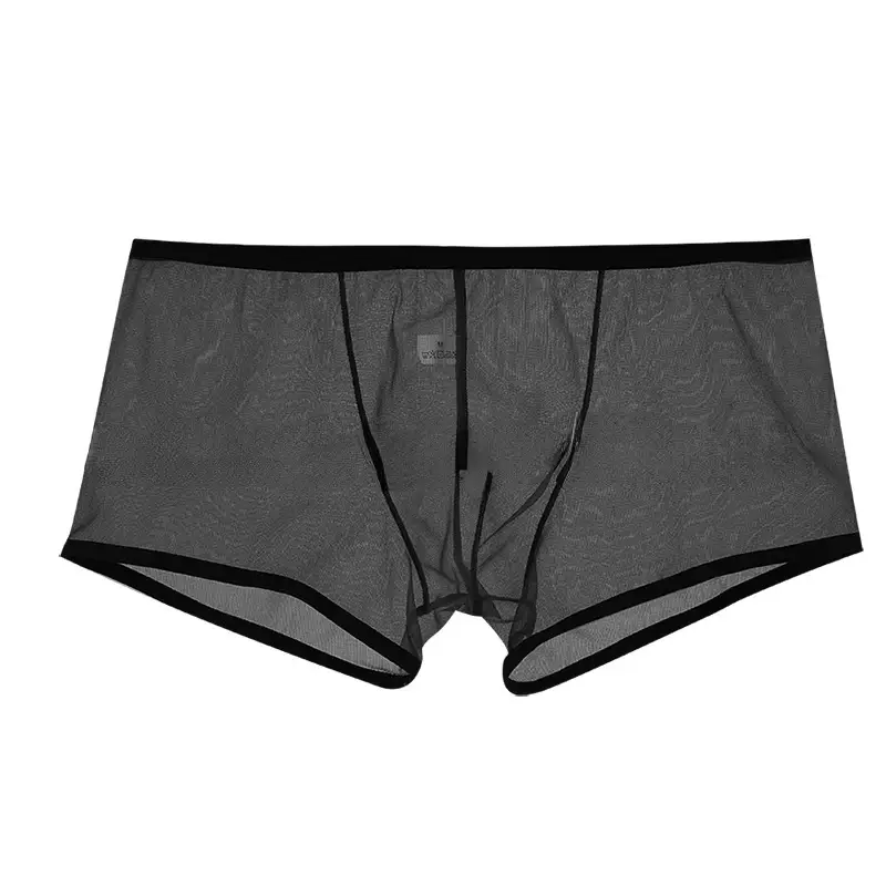 Men See Through Ultra-thin Boxer Briefs Shorts U Convex Pouch Underwear Panties Mesh Low Rise Transparent Qucik-Dry Underpants — image 5