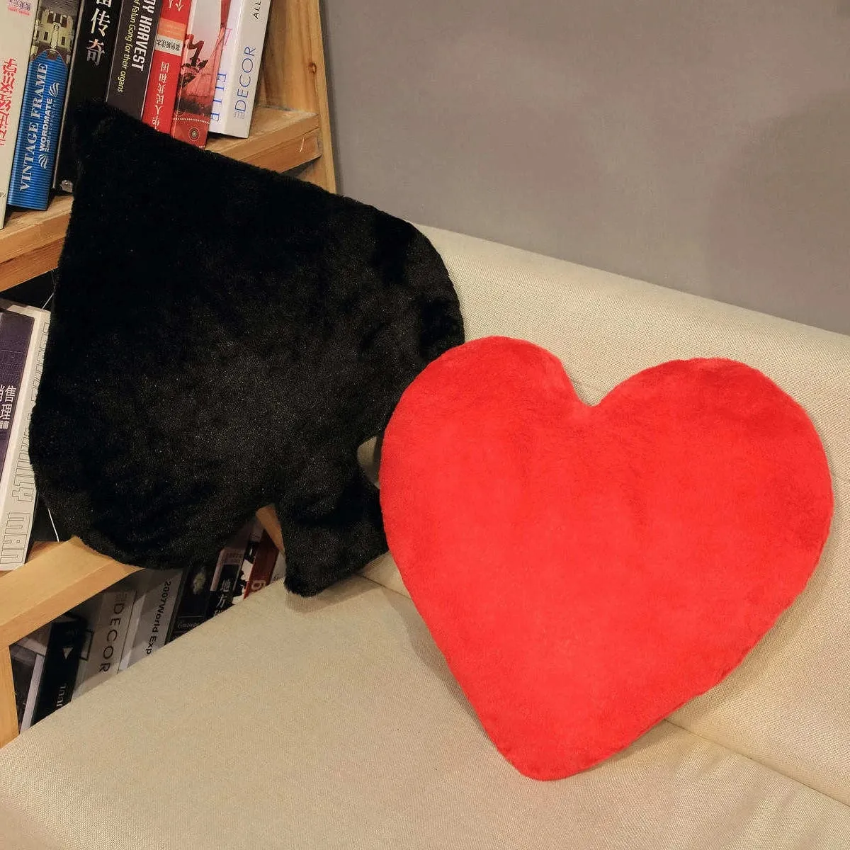 Creative Poker Card Plush Pillow Stuffed Red Heart Diamond Black Spade Club Soft Decorate For Sofa Chair Bed Man Gift — image 4