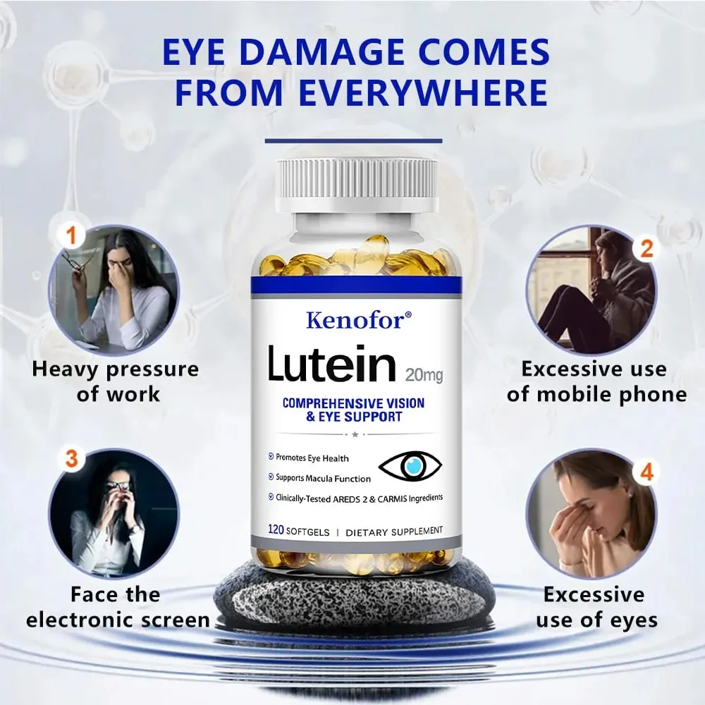 Kenofor Lutein Supplement - with Vitamin E and Zeaxanthin - Supports Eye Health and Promotes Healthy Vision - 120 Capsules — image 3