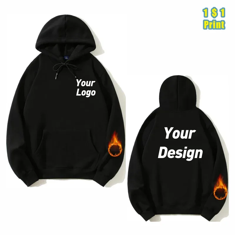 Modischer Druck, hochwertiger Kapuzenpullover, individuelles Logo, persönliche Gruppenmarke, Stickerei für Männer und Frauen, dicker Pullover aus 100 % Baumwolle, Fleece — image 5