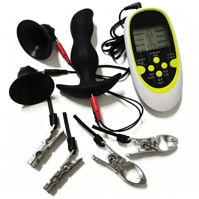 Electric Shock Silicone Anal Plug Prostate Massage Metal Nipples Clips Breast Sucker Pumps Sex Toys for Women Men Adult Games — image 1