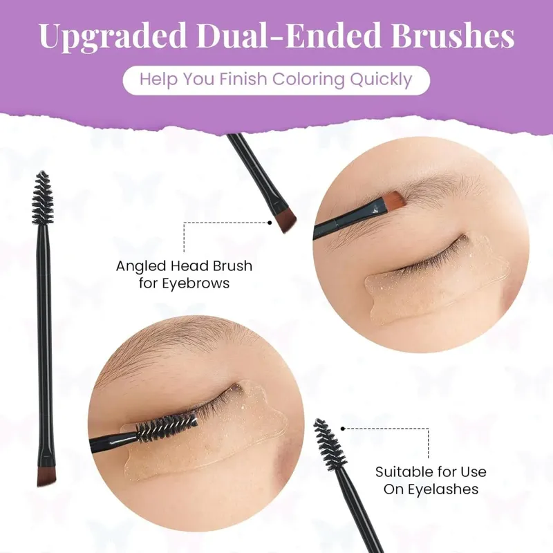 Libeauty Lash & Brow Tint Kit Black Eyelash Color Kit Individual Sachets Reusable Eye Pad and Double-Ended Brush Lash Color Tool — image 5