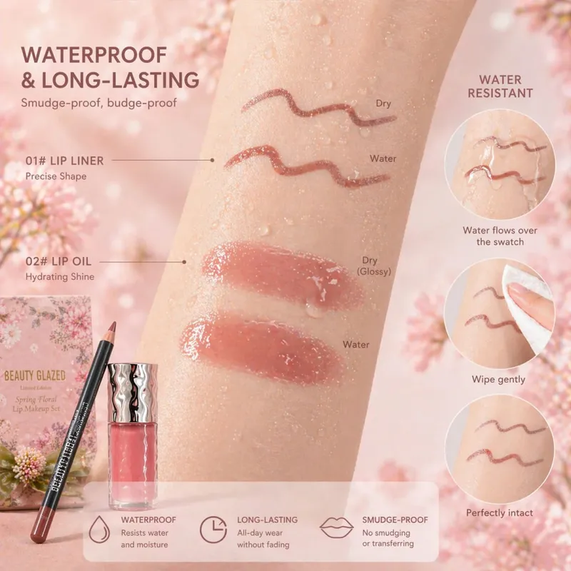 Dairy Lip Kit Set-1pc Matte Lip Liner+1pc Hydrating Lip Gloss Assorted Color Velvet Definition&Glassy Shine Nourishing Formula — image 5