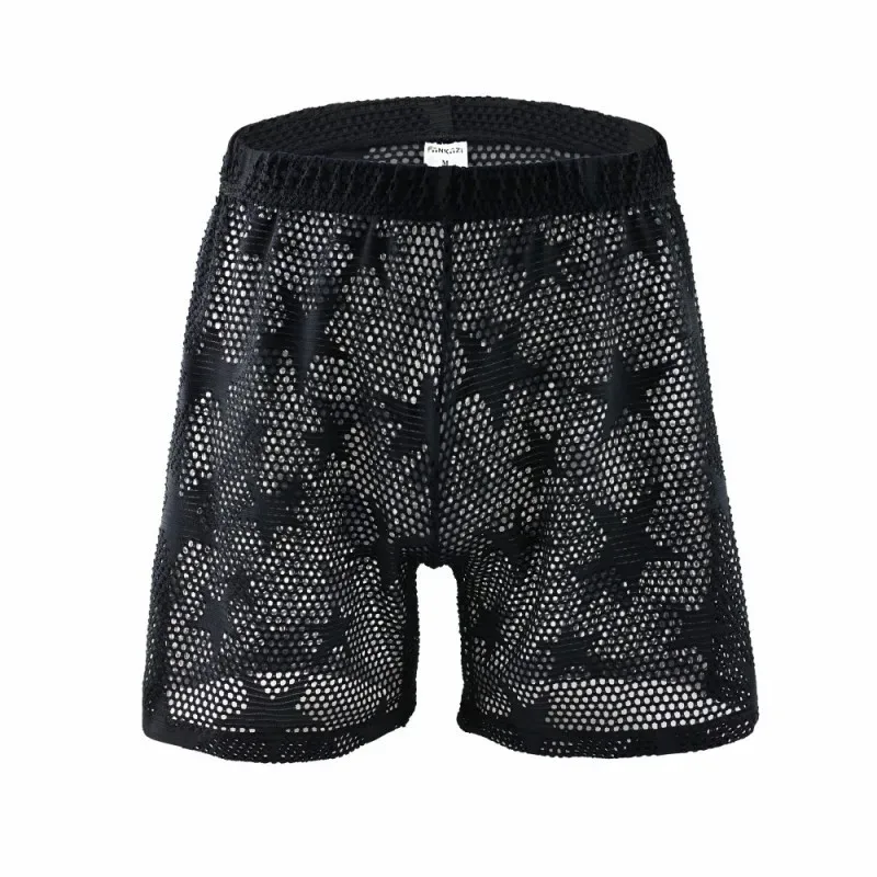 Long Boxer Man Quick Dry Men's Panties Mesh Shorts Men Underpants Sexy U Pouch Underwear Male Lingerie