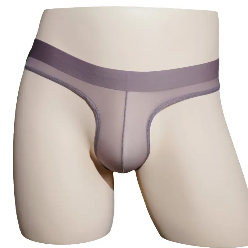 Ice Silk Briefs Men Oil Shiny Underwear Ultra Thin Traceless Underpants Transparent Smooth Bulge Pouch Panties Elastic Knicker — image 19