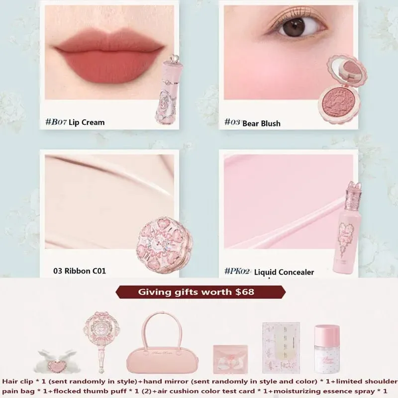Flower Knows Makeup Gift Set Lip Cream Blush Cushion BB Cream Brightening Concealer Hydrating Essence & Cosmetic Bag All-in-One — image 3