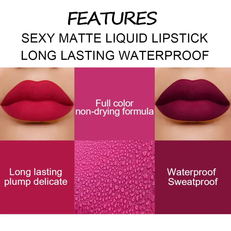 DNM 19 Warna Matte Velvet Liquid Gincu Kalis Air Tahan Lama Tidak Mudah Luntur Lipgloss Makeup Ungu Merah Bogel Tint Bibir Kosmetik — image 5