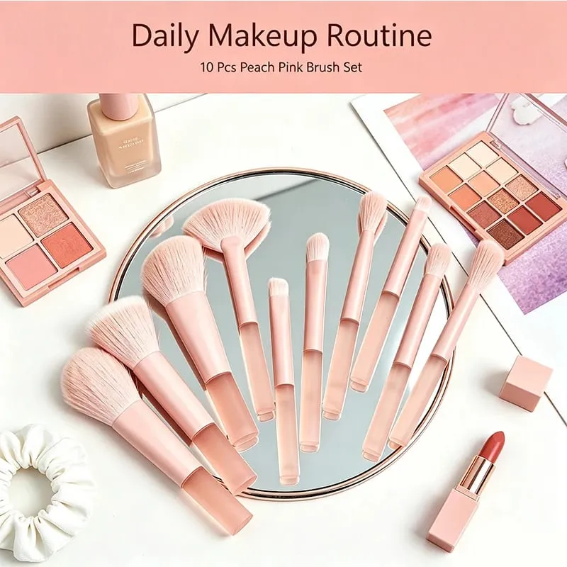 10 stk Rejse Makeup Børste Sæt Mini Makeup Børster Rejsestørrelse Lille Øjenskygge Øjenlæbestift Foundation Brush Shadow Contour Blush — image 3
