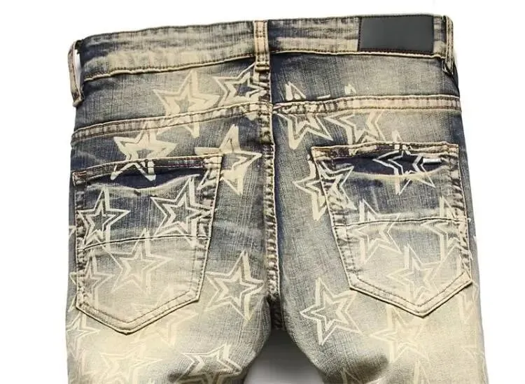 High street trendy brand new men's retro distressed distressed jeans patch slim fit leggings — image 7