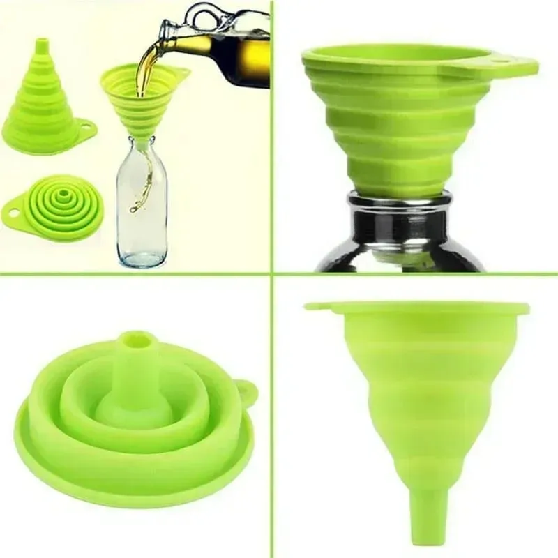 Mini Silicone Gel Foldable Collapsible Style Funnel Hopper Kitchen Tool — image 2