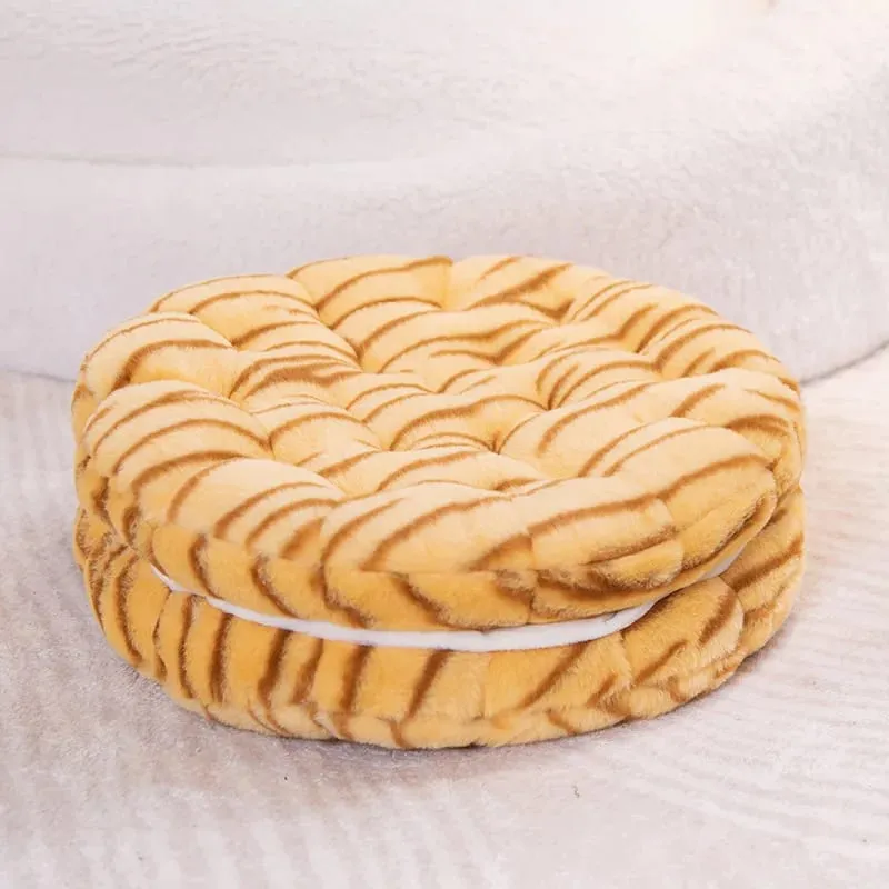 New Simulation Little Biscuits Doll Cushion Stuffed Round Cookie Plush Toys Creative Soft Pillow Chair Car Seat for Kid Gifts — image 15