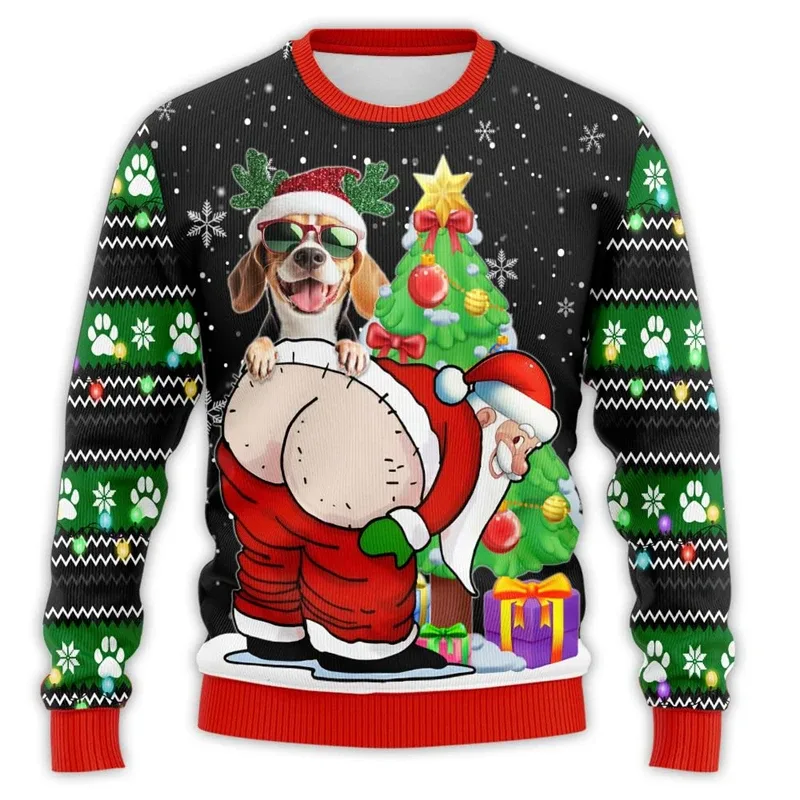 Naughty Santa Pet Dog 3D Printed Ugly Christmas Sweater Funny Poodle Schnauzer Bulldog Sweatshirts Unisex Hilarious Pullovers — image 9