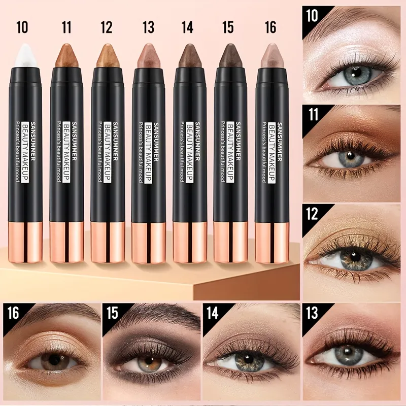 7-color waterproof eye shadow stick pearlescent matte treatment to create a natural and lasting eye makeup flash. — image 2