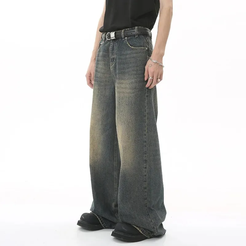 Summer Men's Denim Pants Old Blue Washed Male Jeans Straight Casual Menwear Loose Wide Leg Trousers New Fashion 9C354 — image 5