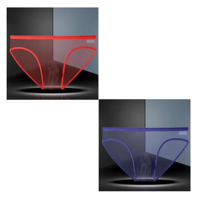 1-2 Pcs Men's Briefs Seamless Transparent Ultra-thin Underpants Breathable Mesh Sexy Male Panties Elastic Underwear Shorts Panty — image 31