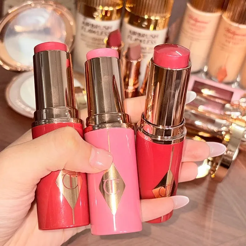 CT Lip Plumping Gloss lipstick Long‑wearing Effortlessly Blended Natural Look Cheeks Blush Stick Cream Dewy Finish Peach Glow — image 4