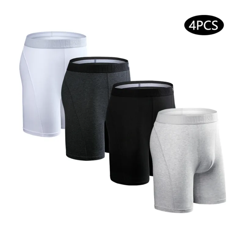 4pcs Long Boxers for Men Underwear Plus Size Men's Panties Sexy Long Leg Underpants Cotton Mens Boxer Shorts Fashion Male Trunk