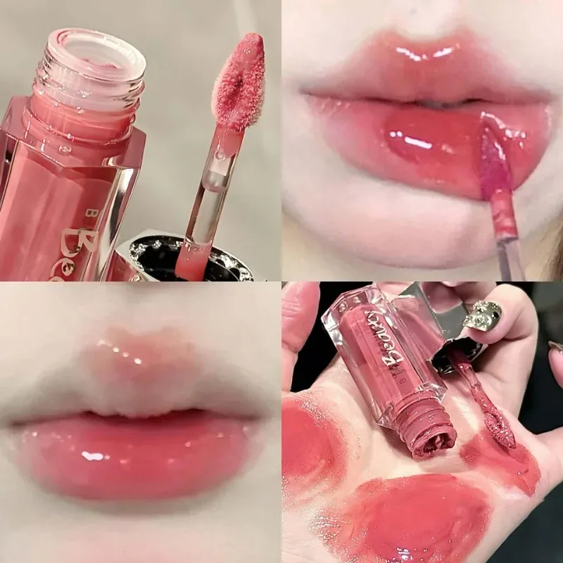 Gelo transparente marrom brilho labial hidratante batom líquido brilhante nude água luz espelho de vidro maquiagem de longa duração — image 10