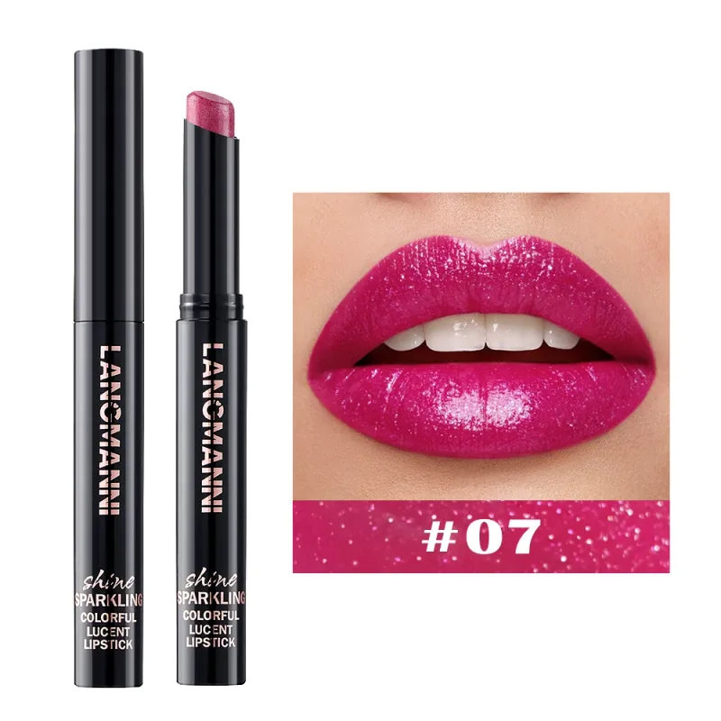 10 Colors Rotating Diamond Lipstick Slanted Glitter Shiny Metallic Lip Tint Long Lasting Nude Shimmer Shiny Lip Gloss Makeup