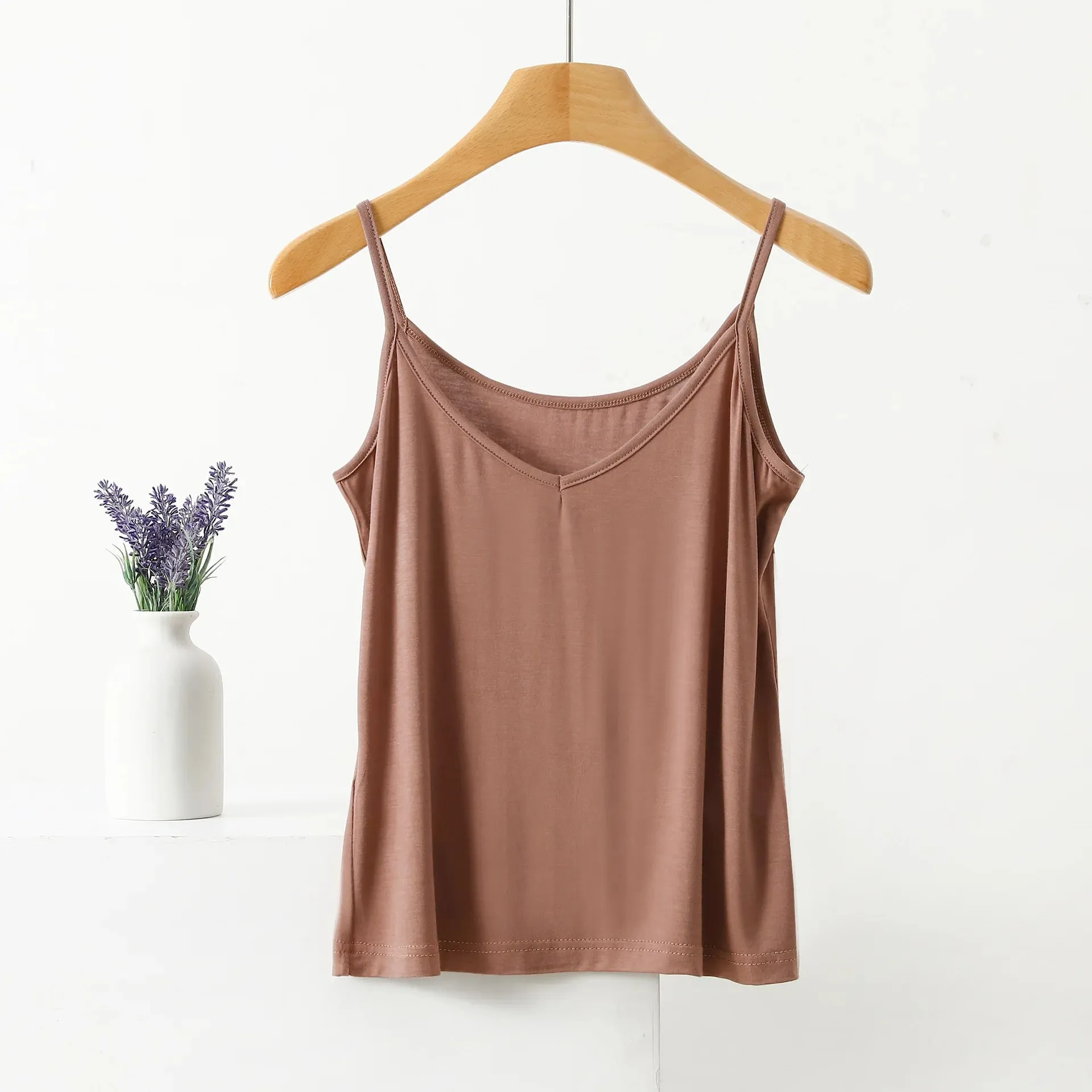 Spaghetti Strap Top Women Halter V-Neck Basic Cami Sleevless tank tops Women's Summer Camisole Solid color
