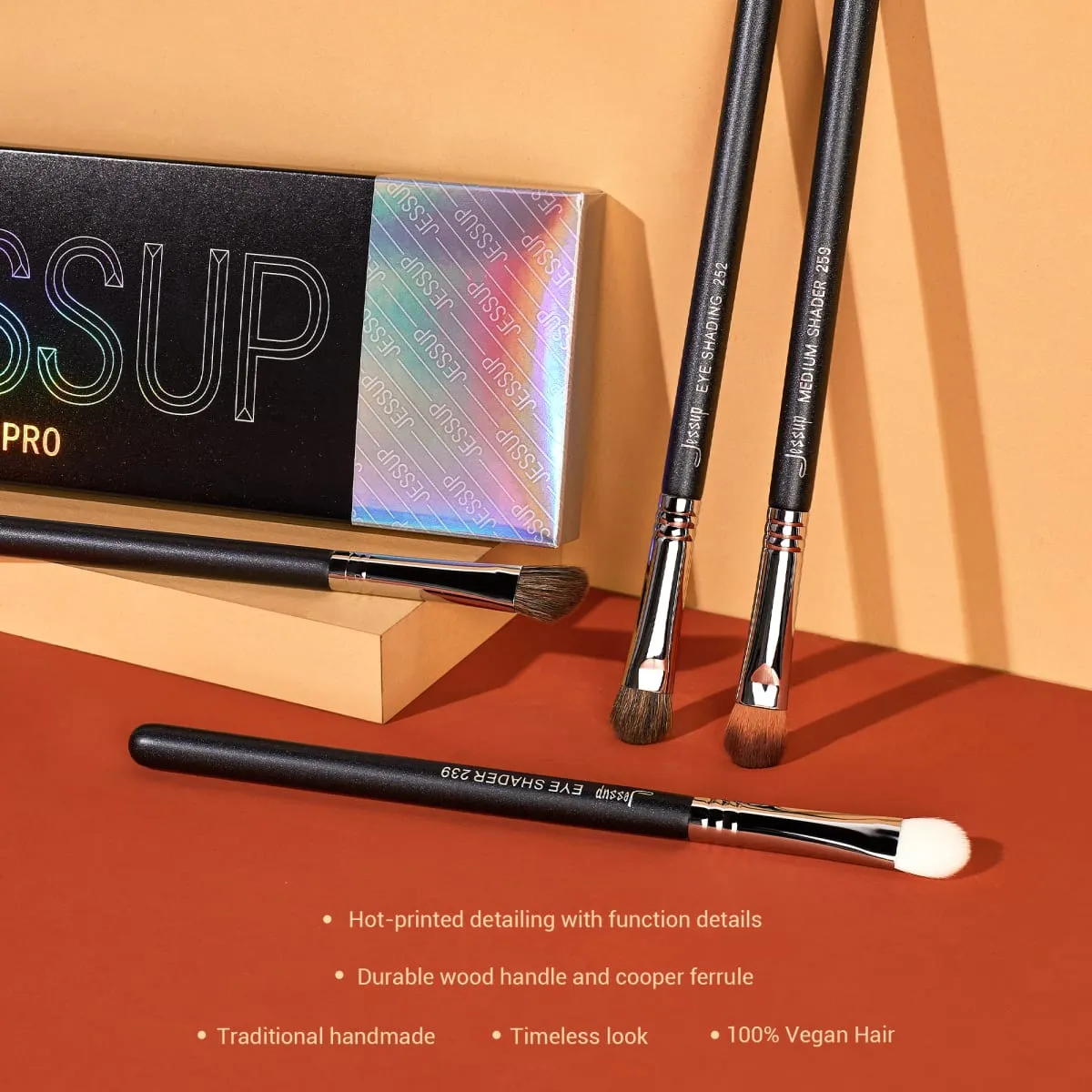 Jessup Eyeshadow Brush set Pro Eye Makeup Brushes set Black Premium Synthetic Eye shading Concealer Blending Brush T339