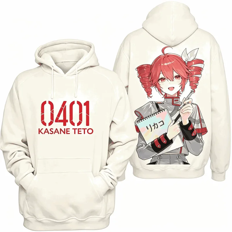Kasane Teto Printed Oversized Unisex Vintage Loose hoodies for Men Women Fleece warm Casual Retro Fashion high quality Couples
