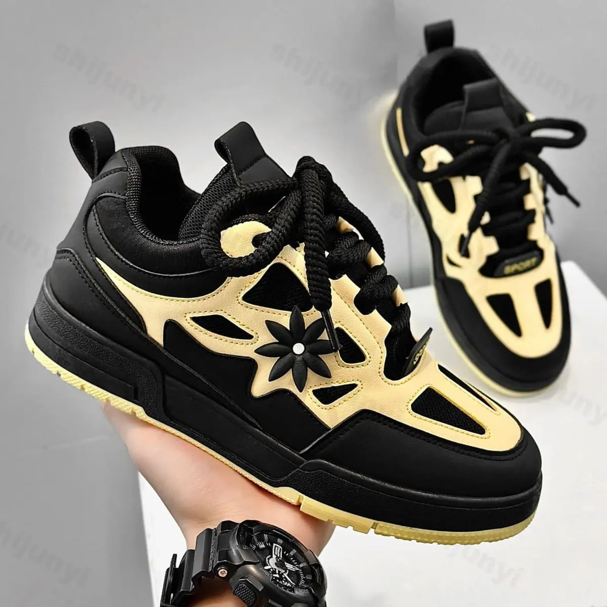Men Platform Vulcanized Shoes New Fashion Increased Thick Sole Breathable Casual Wear Resistant Casual Sports Shoes for Men — image 1