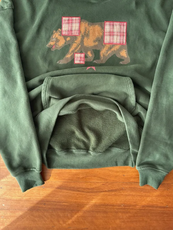 Vintage Bearพิมพ์Hoodieผู้ชายRetroลายสก๊อตสีเขียวPatch Pullover Hooded Sweatshirt Casual Streetwearเสื้อแขนยาวผู้หญิงHoodies Top — image 24
