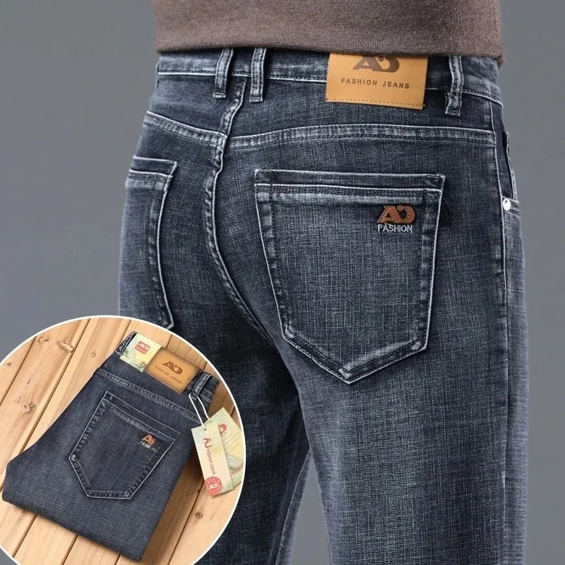 2025 Brand New Men's Slim Thin Jeans Retro Light Blue Cotton Stretch Denim Pants Male Fashion Casual Brand Trousers — image 5
