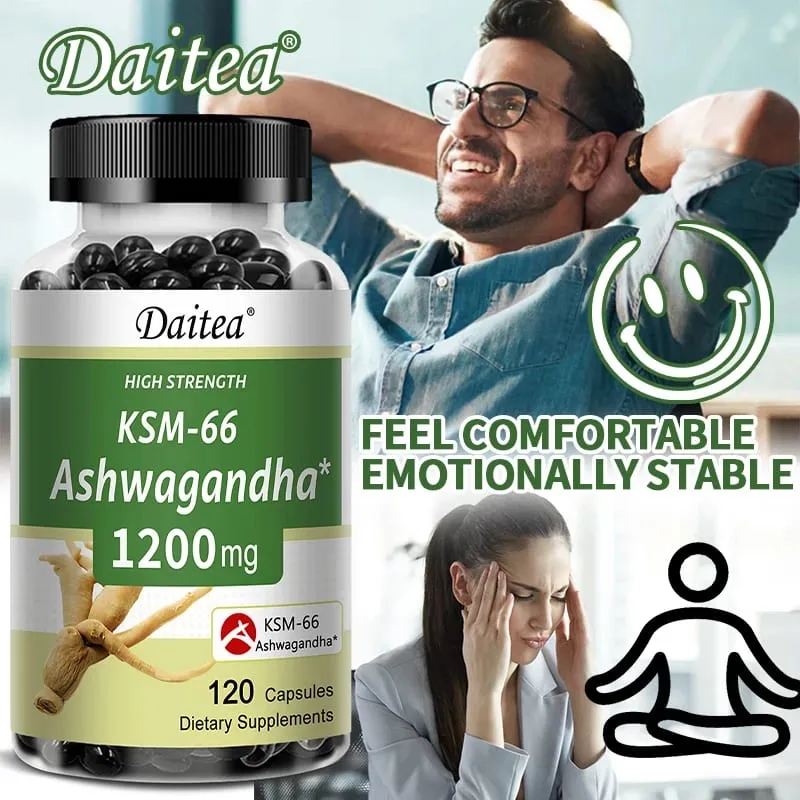 KSM-66 Ashwagandha Capsules 1200MG - Anxiety Relief Stress Reduction Sleep Improvement Mood Support Supplement — image 3