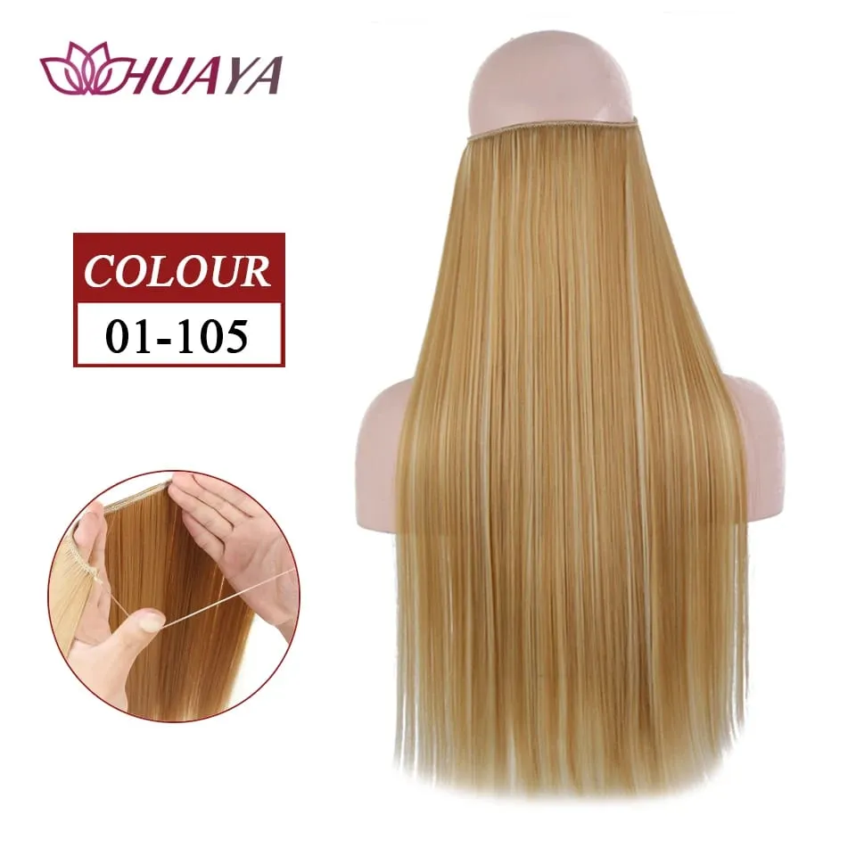 Synthetic Long Straight Invisible Wire No Clips In Hair Extensions Fake Hair Pieces Secret Fish Line Hairpieces For Women — image 15