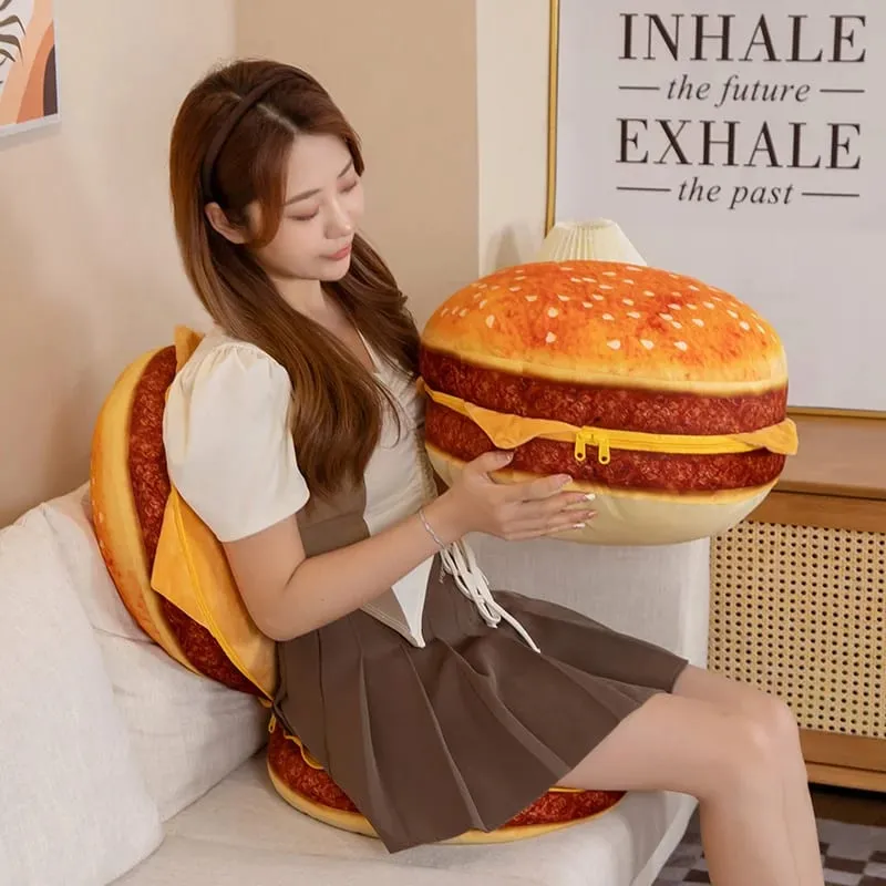 New Creative Burger Plush Toy Soft Padded Plush Cushion Cute Hamburger Pillow Sofa Chair Cushion Boys Girls Kids Birthday Gift