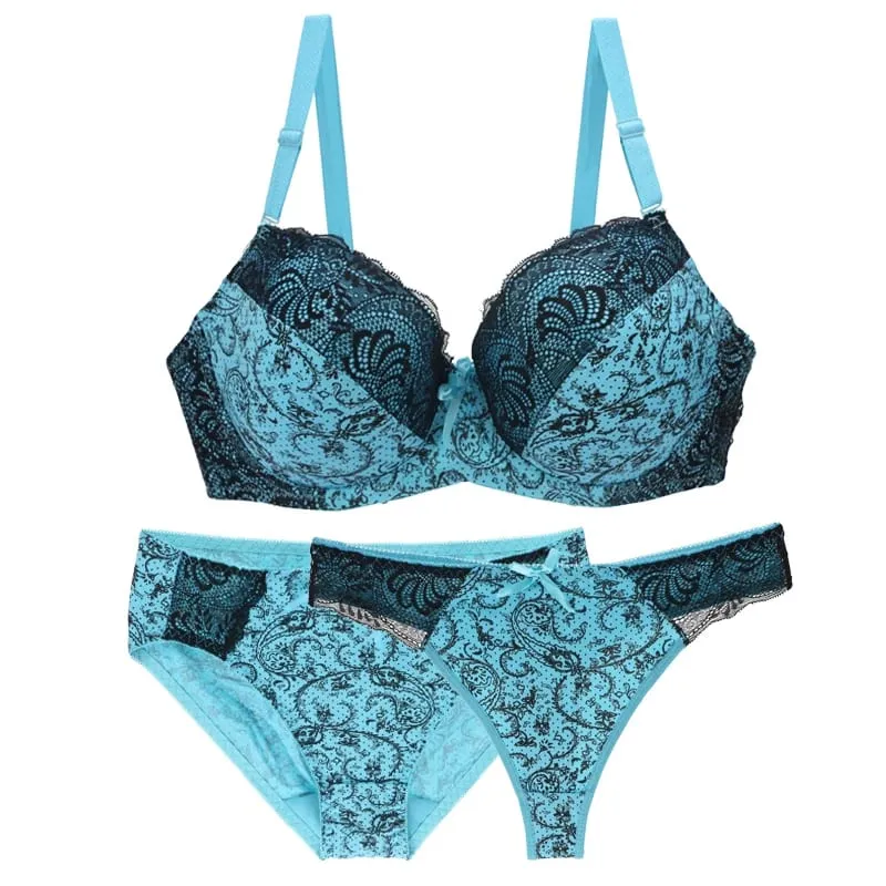 Nouvell Seamless Push Up Bra Sets For Women 3 Piece Underwear BCDEF Cup Beige Black Blue Purple Red White Plus Size Lingerie — image 2