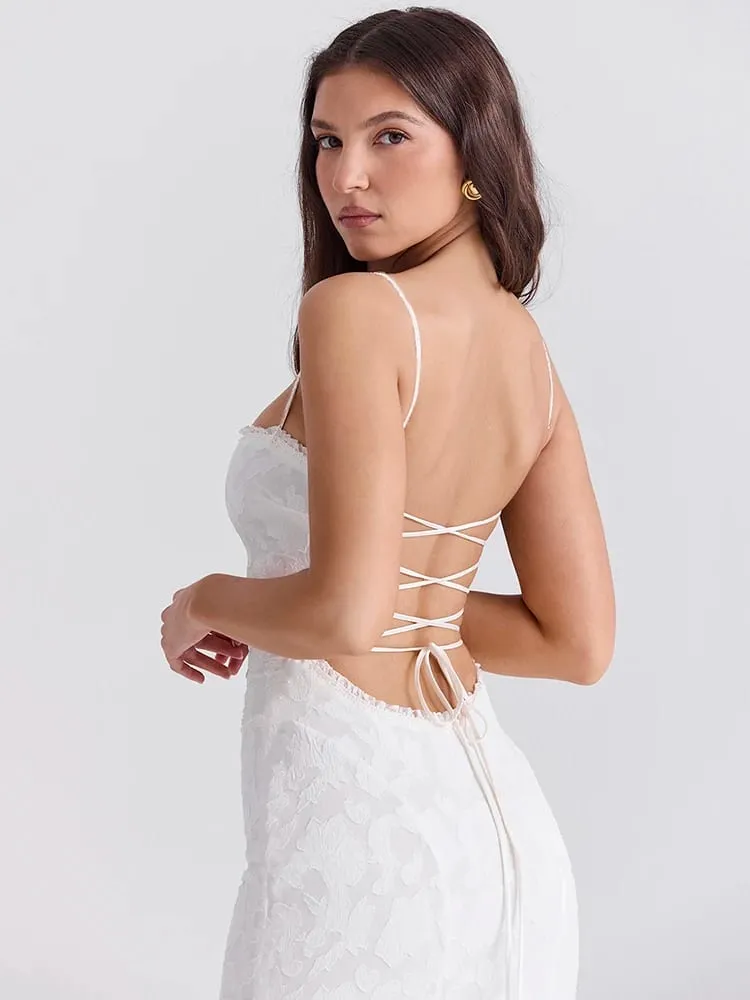 Articat-Women's Sexy Sleeveless Lace Patchwork Backless Bodycon Maxi Dress Elegant Party Club Evening Dress 2024 Summer