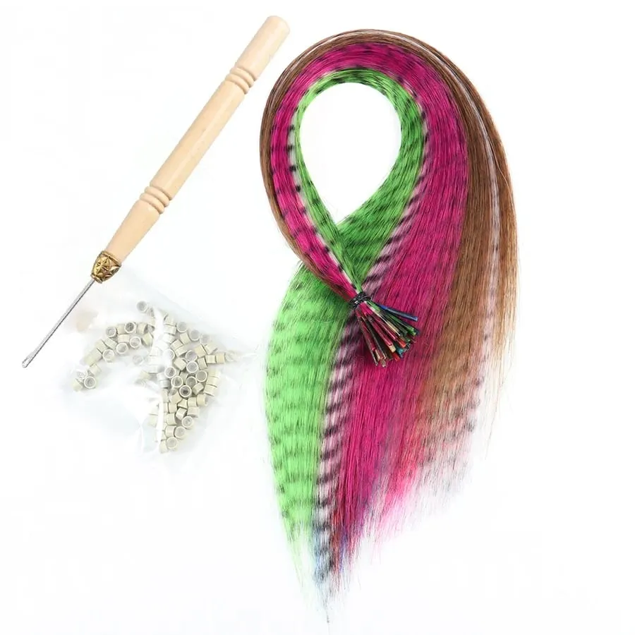 Synthetic Colored for Hair Feather Extensions 20 30 40 50 Pieces Tip 16inch Synthetic Hairpiece Zebra Feather Hair Extensions — image 9