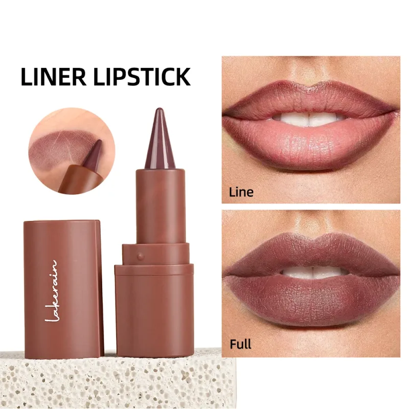 2Pcs Lip Liner & Lip Gloss Set Matte Black Brown Velvet Lipstick Waterproof Non-sticky Contour Lipliner Crayon Lip Makeup Tint — image 3